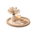 Japandi Decorative Tray, Minimalist Round Organizer, Textured Edge (3D Printed)