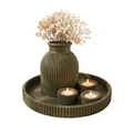 Ribbed Home Decor Set, Decorative Tray, Vase and Candle Holder