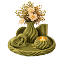 Home Decor Set with Sculptural Vase, Decorative Tray, Heart Sculpture, Candle Holder, Luxury Shelf & Table Decor