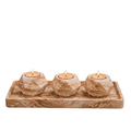Concrete Tealight Candle Holder Set with Tray, 4 Piece Faceted Tabletop Candle Display